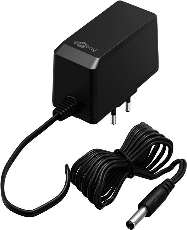Goobay 64979 12V Netzteil DC Stecker 5,5 x 2,1mm Ladegerät 2,25A / 27W Festspannung Steckernetzteil Netzadapter Schwarz