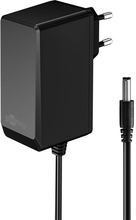 Goobay 64979 12V Netzteil DC Stecker 5,5 x 2,1mm Ladegerät 2,25A / 27W Festspannung Steckernetzteil Netzadapter Schwarz