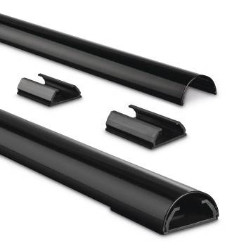 hama 00220990 Alu-Kabelkanal, halbrund, 110 x 3,3 x 1,8 cm, Schwarz
