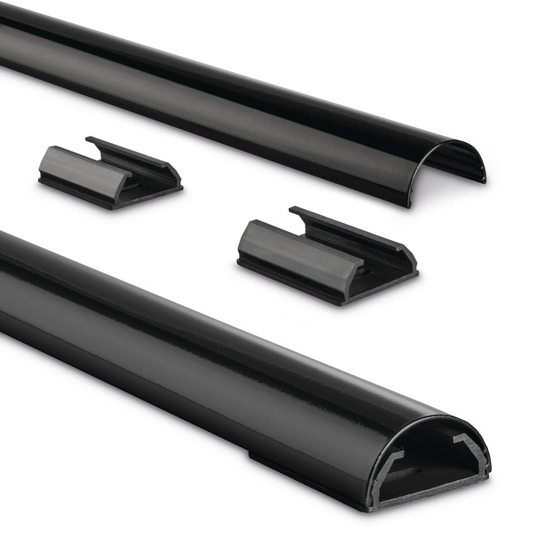 hama 00220990 Alu-Kabelkanal, halbrund, 110 x 3,3 x 1,8 cm, Schwarz