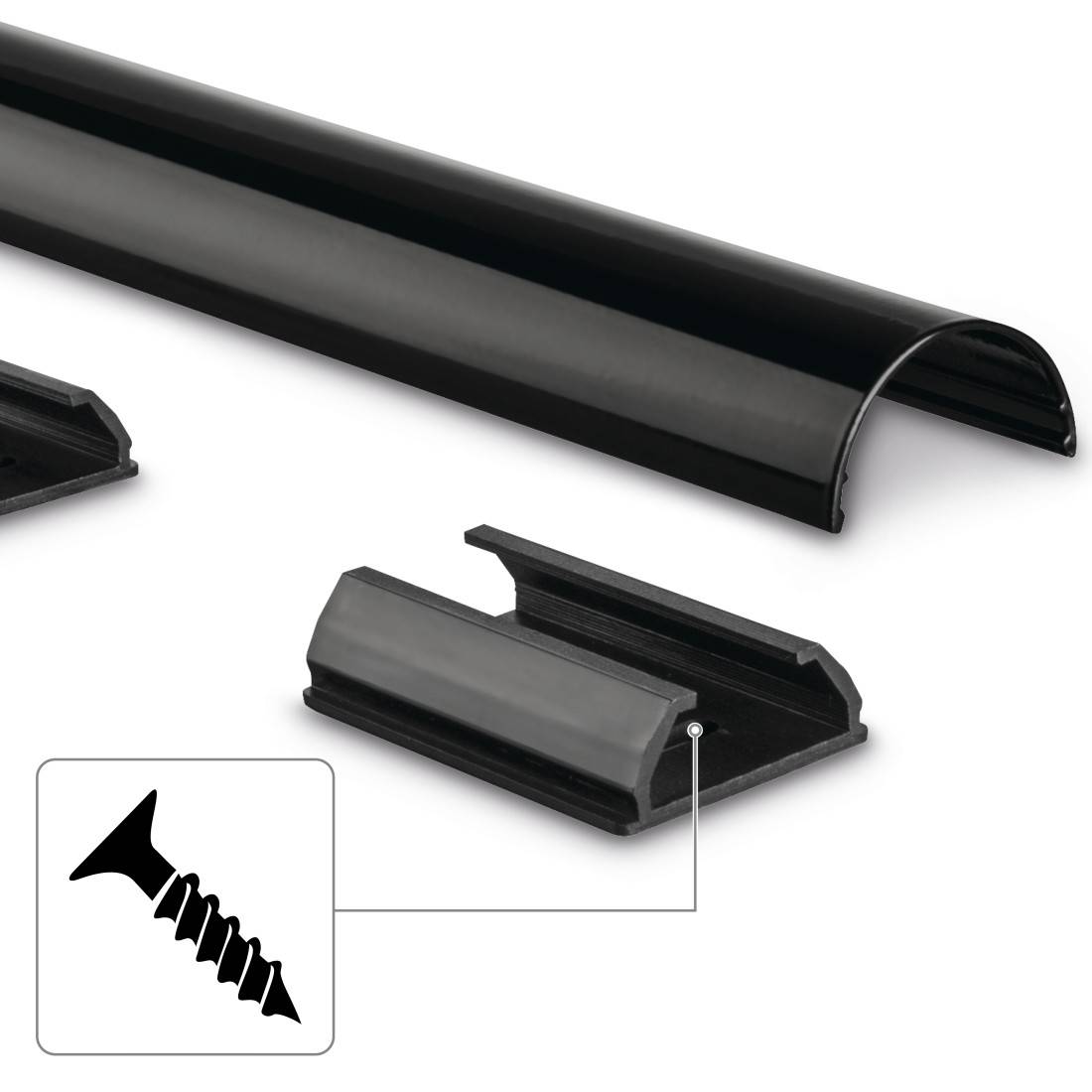 hama 00220990 Alu-Kabelkanal, halbrund, 110 x 3,3 x 1,8 cm, Schwarz