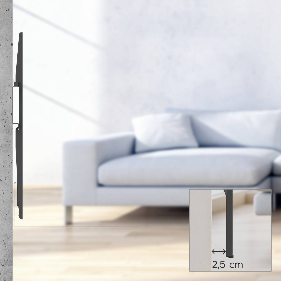 hama 00220811 TV-Wandhalterung, starr, 191 cm (75") bis 40 kg, Wandabstand 2,5 cm