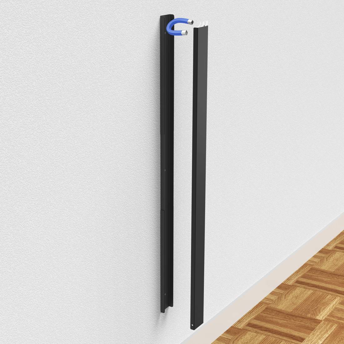 hama 00220992 Kabelkanal aus Metall, magnetisch, 90 x 5,6 x 1,6 cm, Schwarz