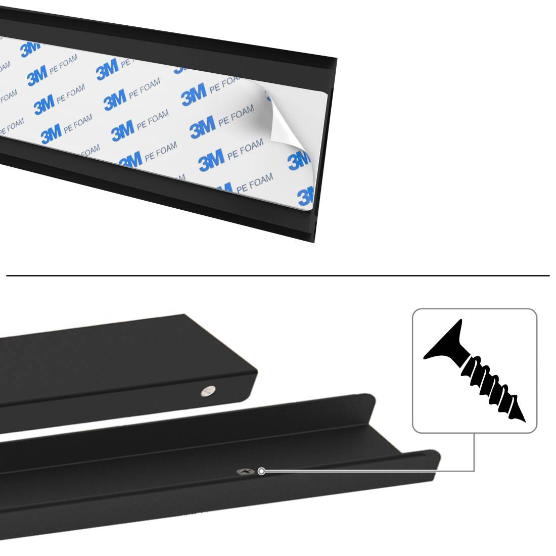 hama 00220992 Kabelkanal aus Metall, magnetisch, 90 x 5,6 x 1,6 cm, Schwarz