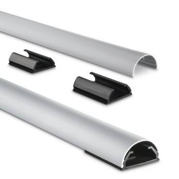 hama 00220991 Alu-Kabelkanal, halbrund, 110 x 3,3 x 1,8 cm, Silber