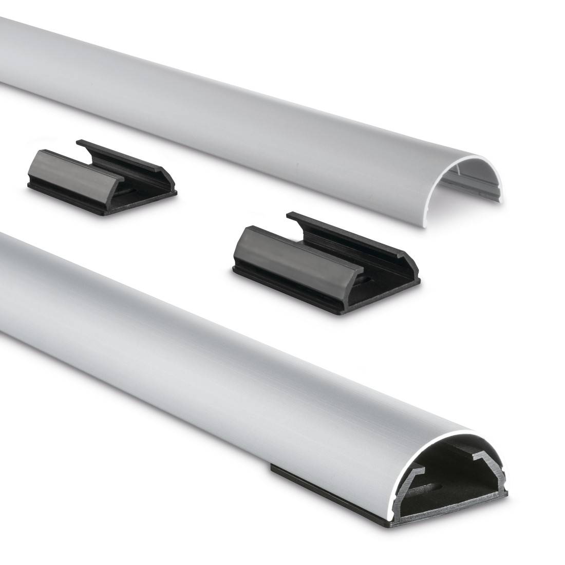 hama 00220991 Alu-Kabelkanal, halbrund, 110 x 3,3 x 1,8 cm, Silber