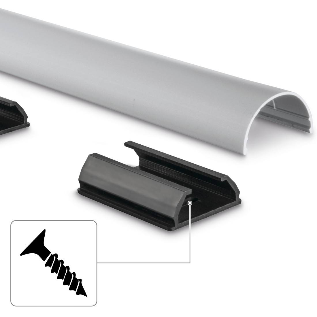 hama 00220991 Alu-Kabelkanal, halbrund, 110 x 3,3 x 1,8 cm, Silber