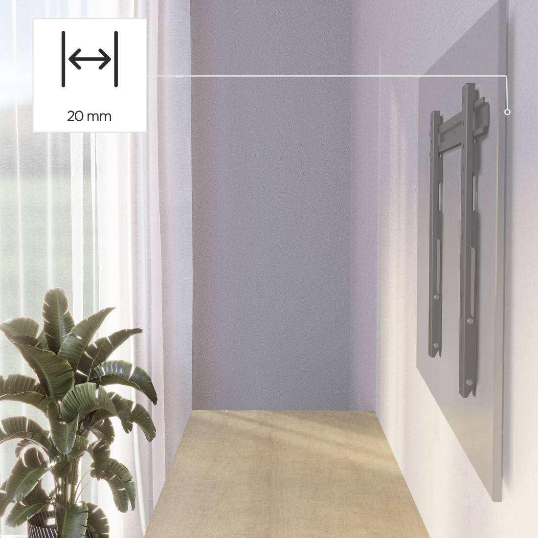 hama 00220846 TV-Wandhalterung TILT "Ultraslim", 229 cm (90"), 600x400, flach, Anthrazit