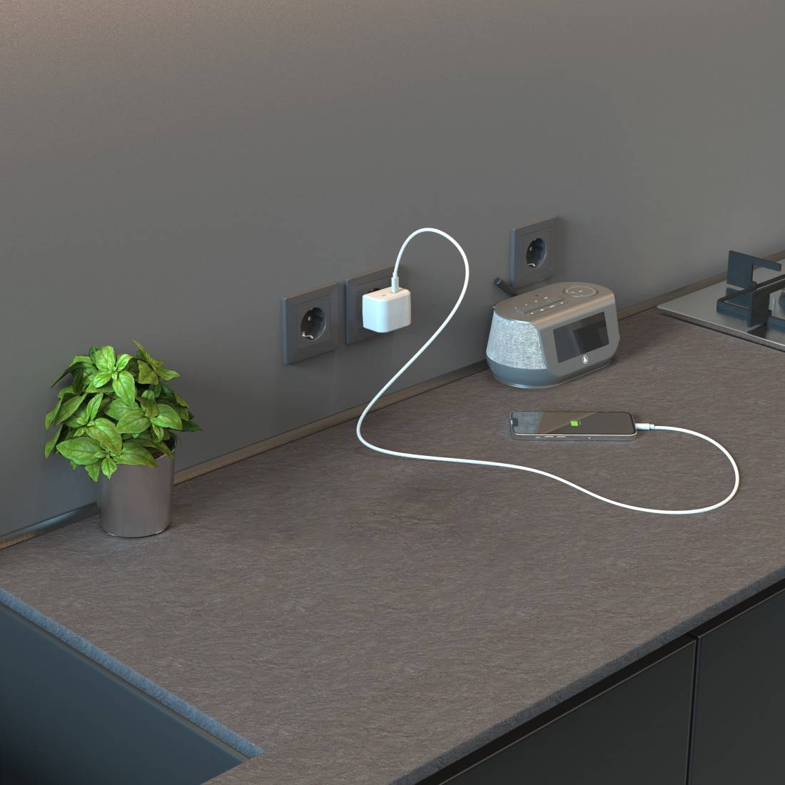 hama 00223191 Steckdosenleiste, 5-fach, m. USB-C-Adapter 2-fach 17W, Schalter, 1,4m, Weiß