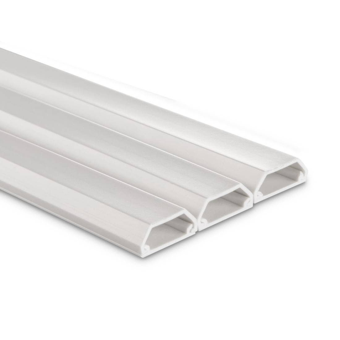 hama 00220981 Kabelkanal, 3 Stück, selbstklebend, eckig, 100 x 2,1 x 1 cm, PVC, Weiß