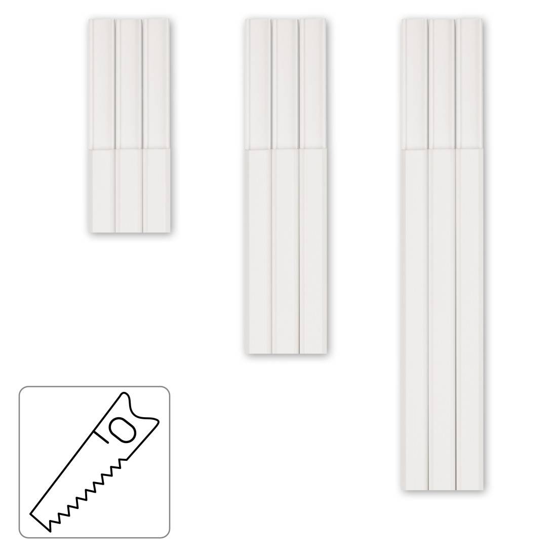 hama 00220981 Kabelkanal, 3 Stück, selbstklebend, eckig, 100 x 2,1 x 1 cm, PVC, Weiß