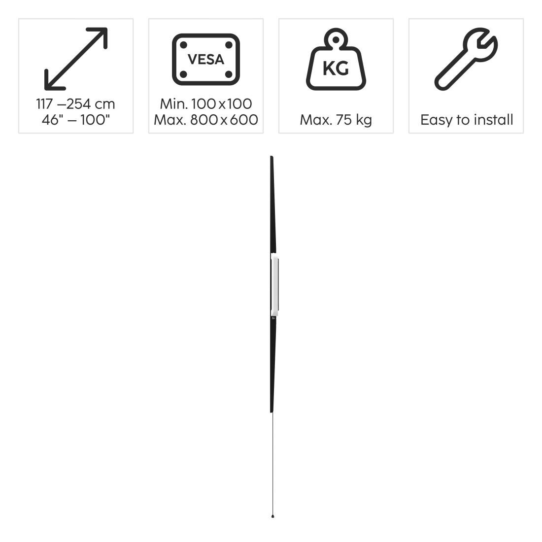 Hama TV-Wandhalterung starr 254 cm (100") bis 75 kg Wandabstand 2,1 cm