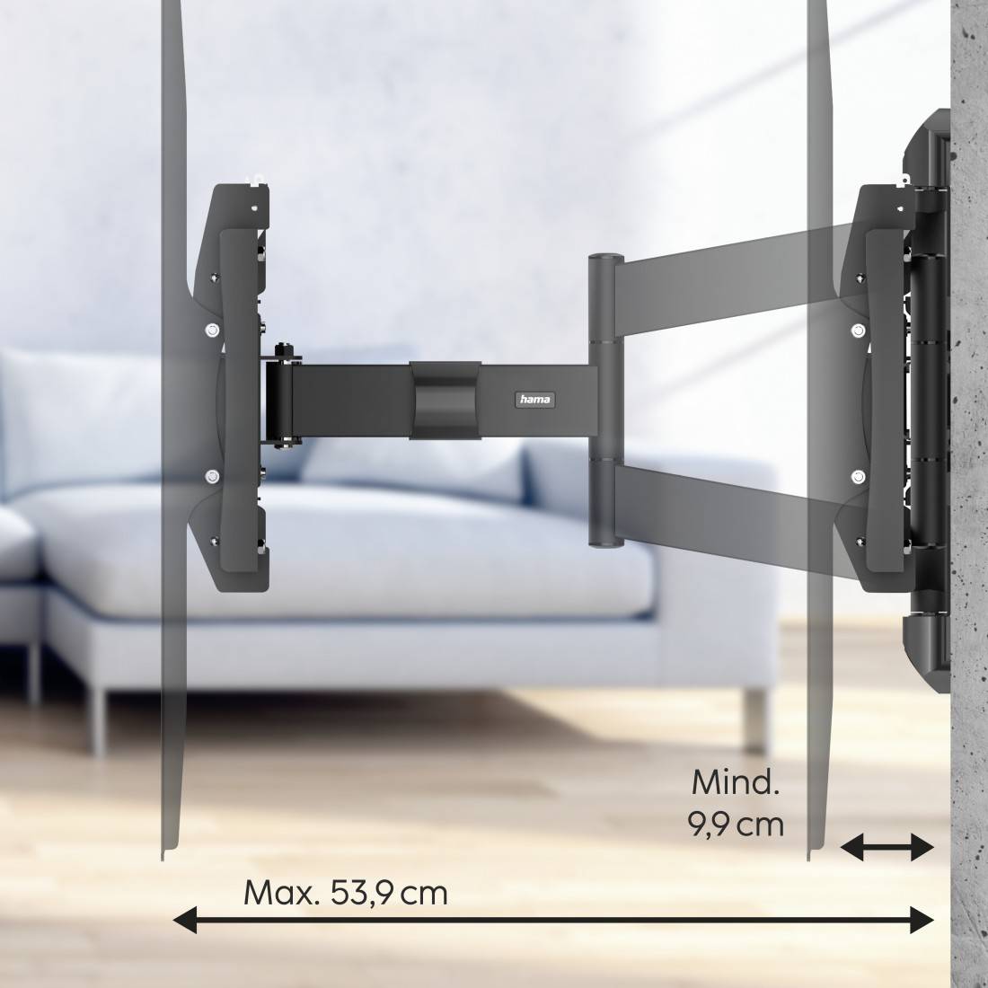 hama 00220839 TV-Wandhalterung, schwenkbar, neigbar, ausziehbar, 305cm (120"), bis 100 kg