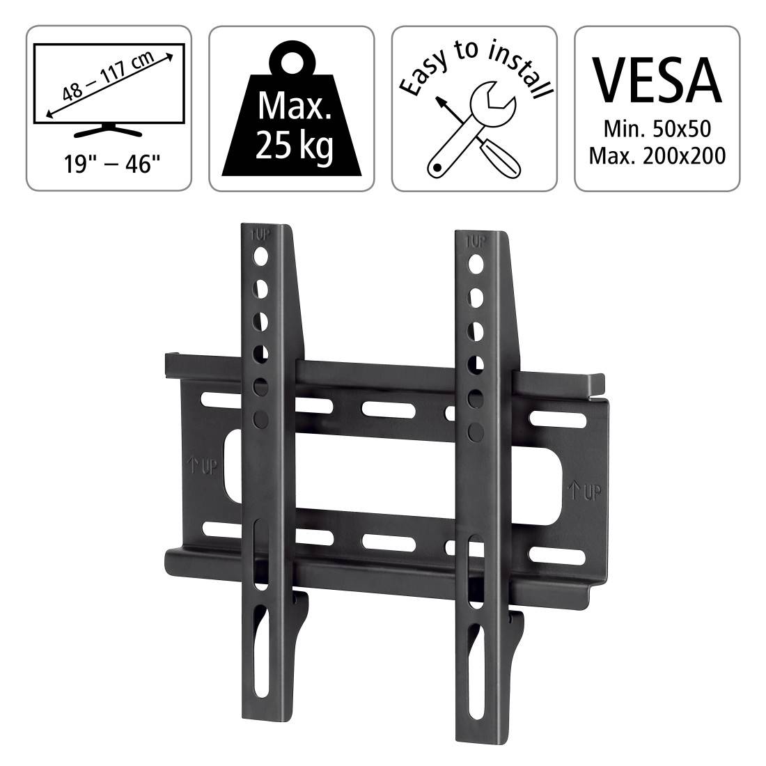 Hama TV Wandhalterung, 19-46 Zoll, VESA 50x200, bis