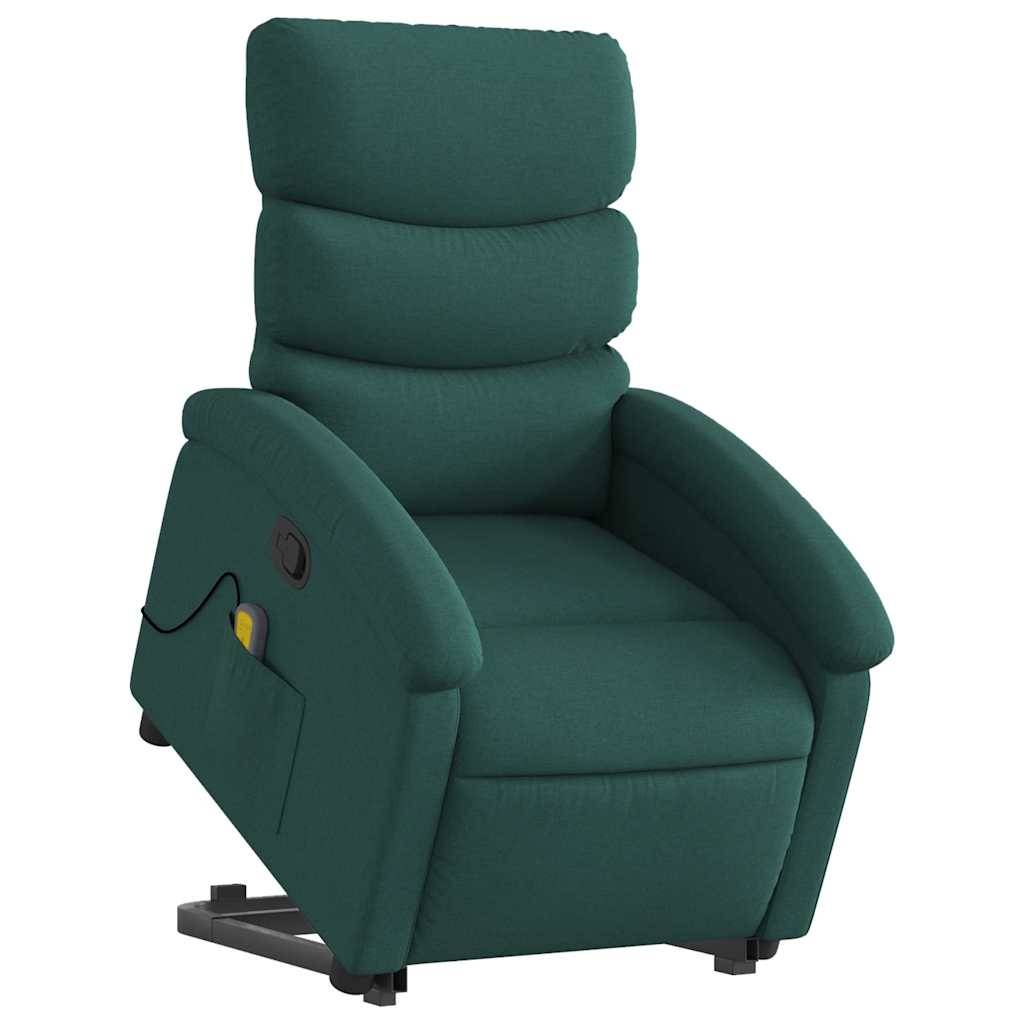 vidaXL Massagesessel mit Aufstehhilfe Dunkelgrün Stoff
