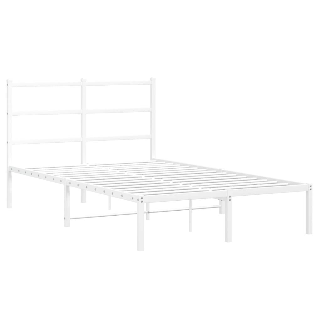 vidaXL Bettgestell mit Kopfteil Metall Weiß 120x190 cm
