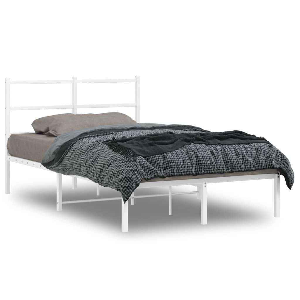 vidaXL Bettgestell mit Kopfteil Metall Weiß 120x190 cm