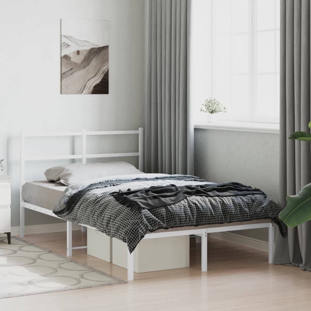 vidaXL Bettgestell mit Kopfteil Metall Weiß 120x190 cm