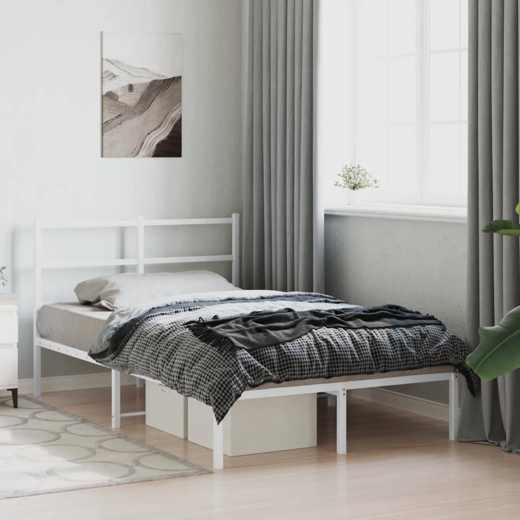 vidaXL Bettgestell mit Kopfteil Metall Weiß 120x190 cm