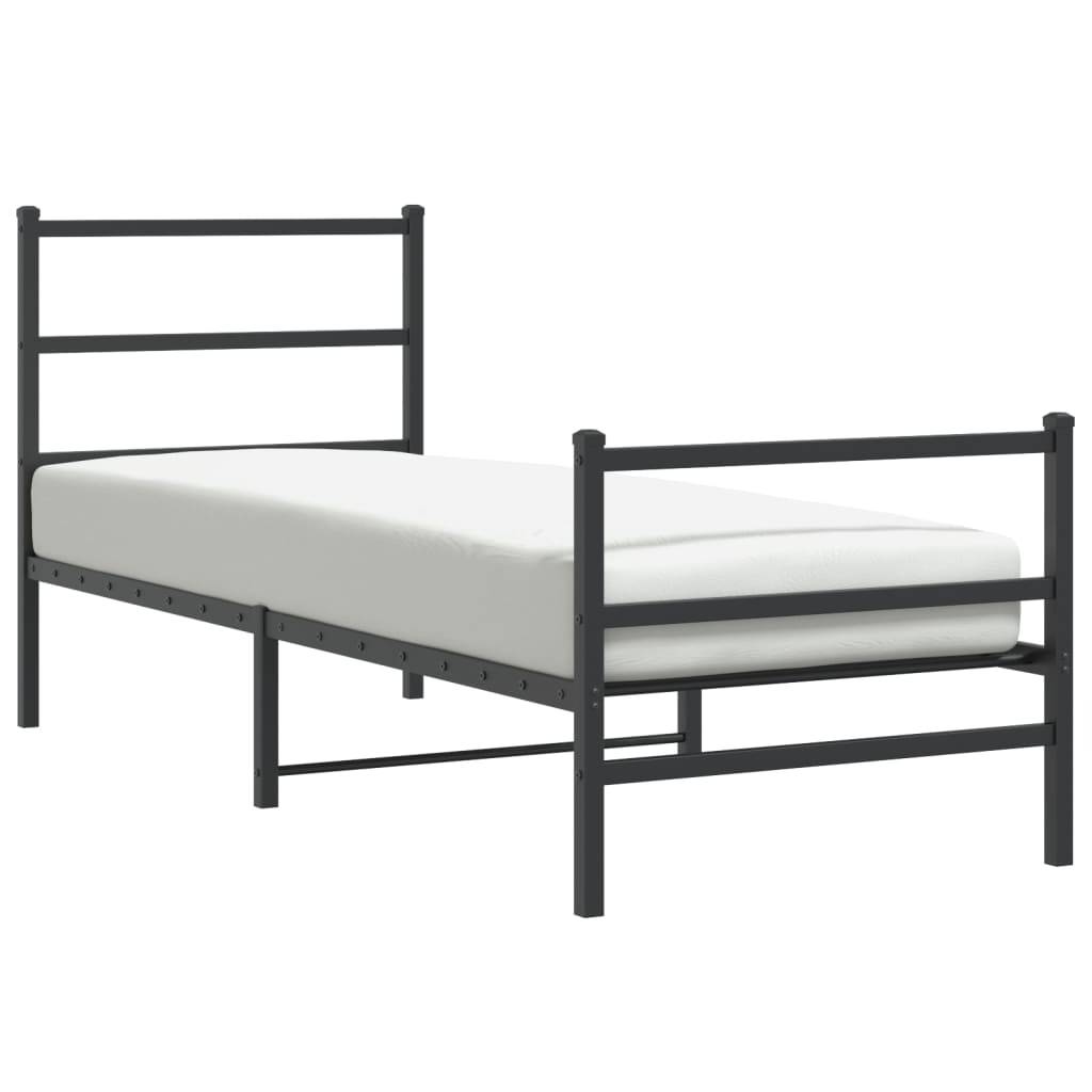 vidaXL Bettgestell mit Kopf- und Fußteil Metall Schwarz 80x200 cm
