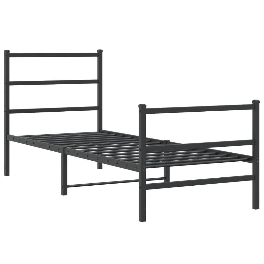 vidaXL Bettgestell mit Kopf- und Fußteil Metall Schwarz 80x200 cm