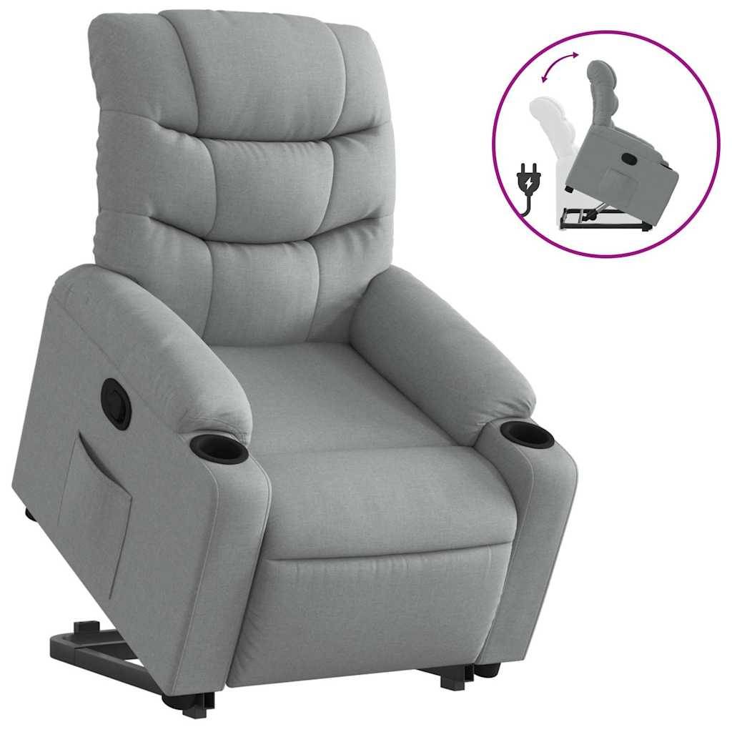vidaXL Relaxsessel mit Aufstehhilfe Hellgrau Stoff