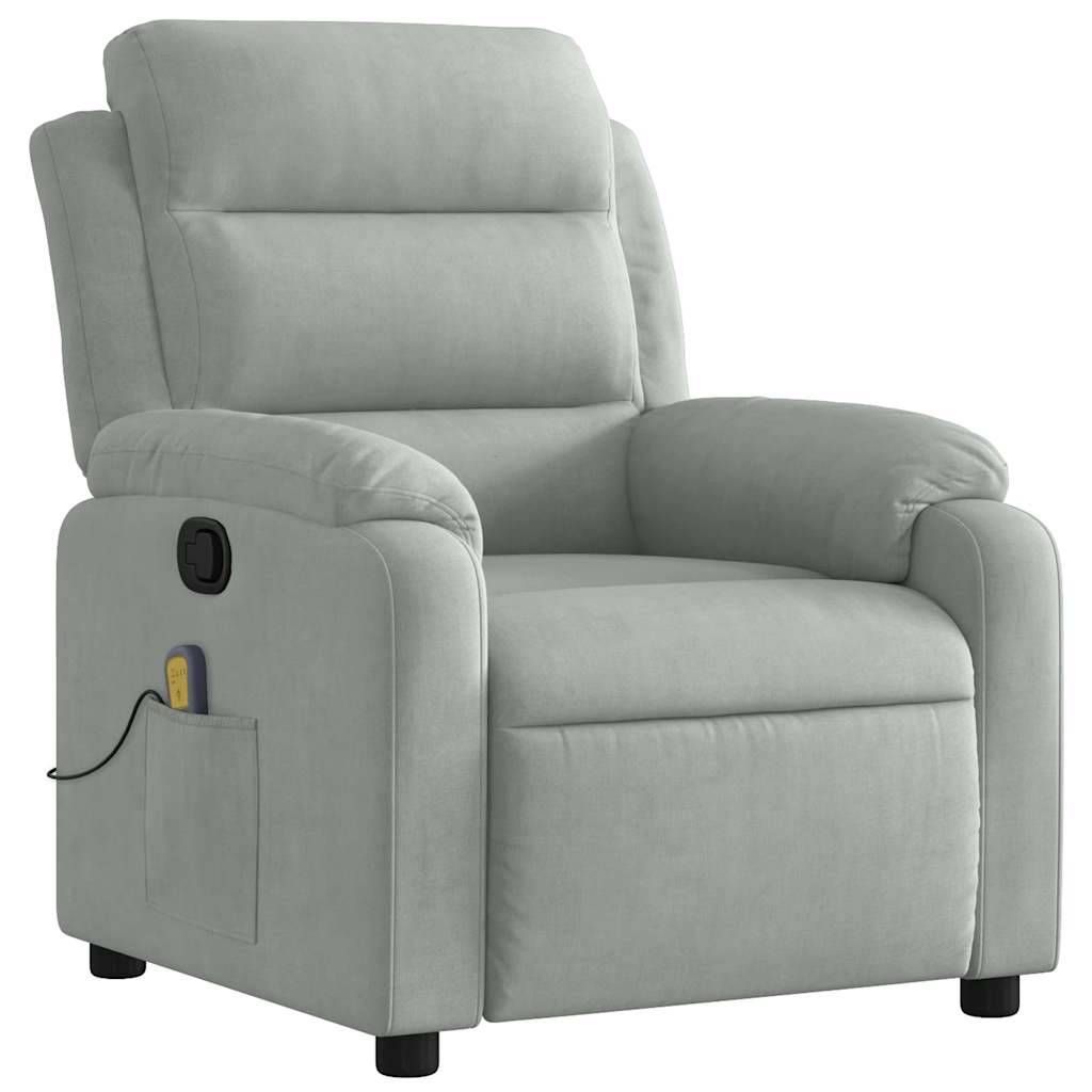 vidaXL Massagesessel Hellgrau Samt