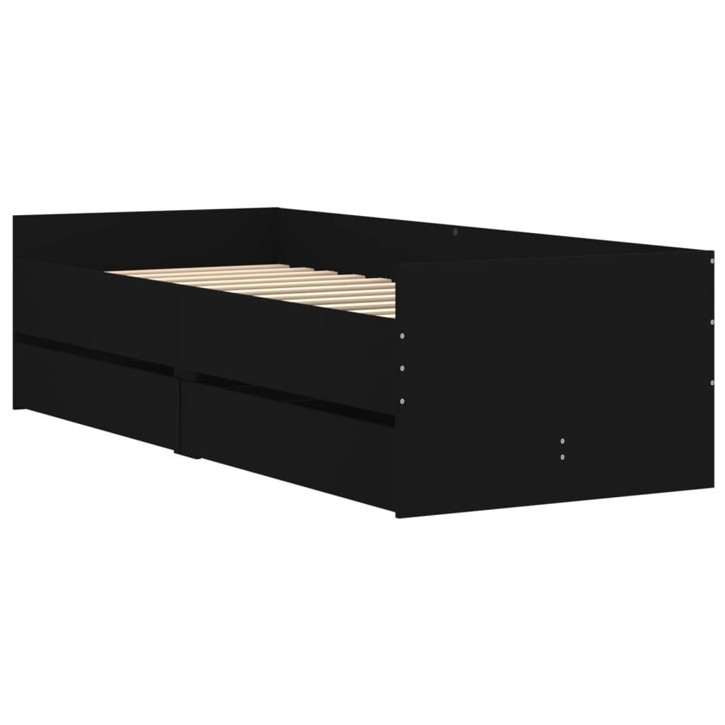 vidaXL Bettgestell mit Schubladen Schwarz 100x200 cm