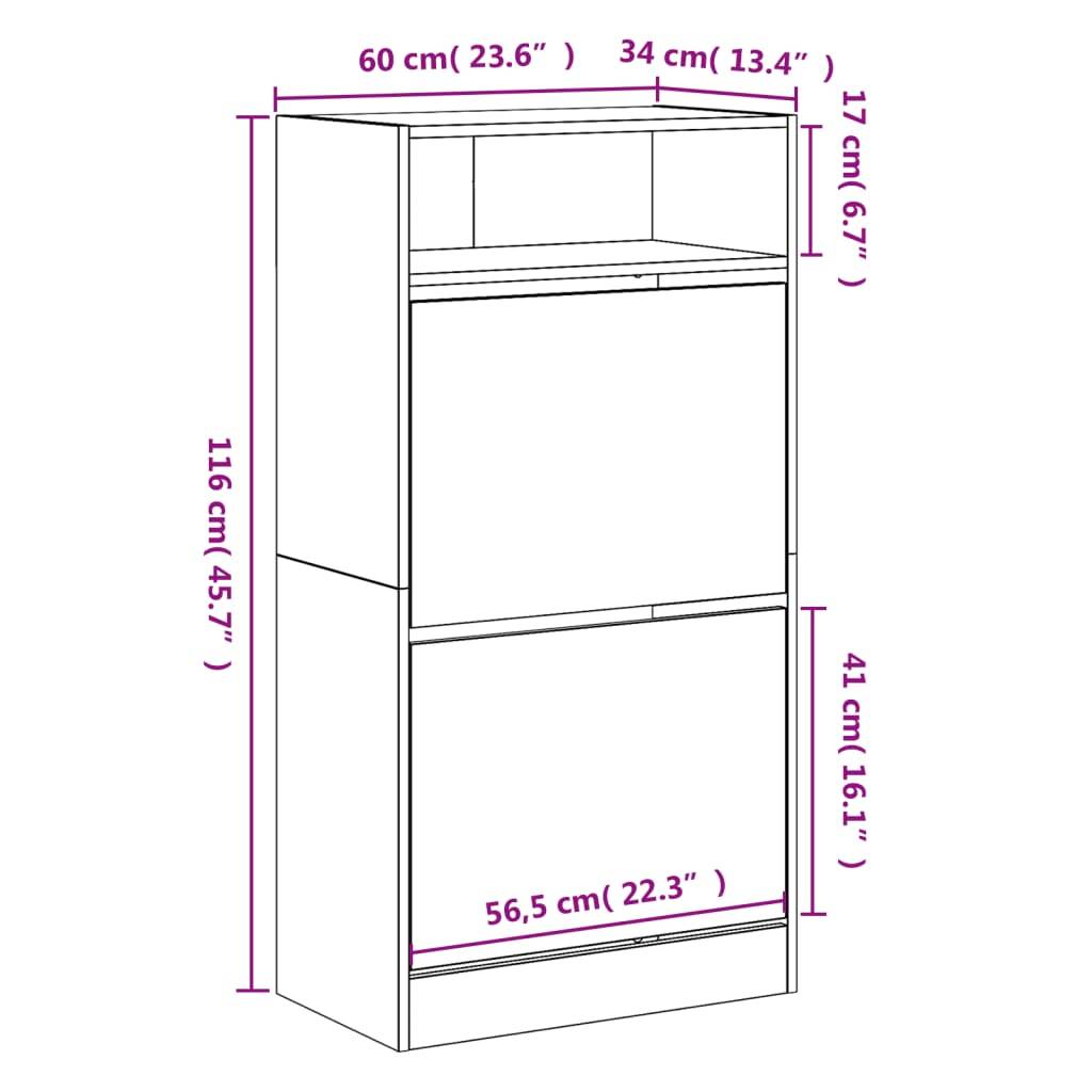 vidaXL Schuhschrank Weiß 60x34x116 cm Holzwerkstoff