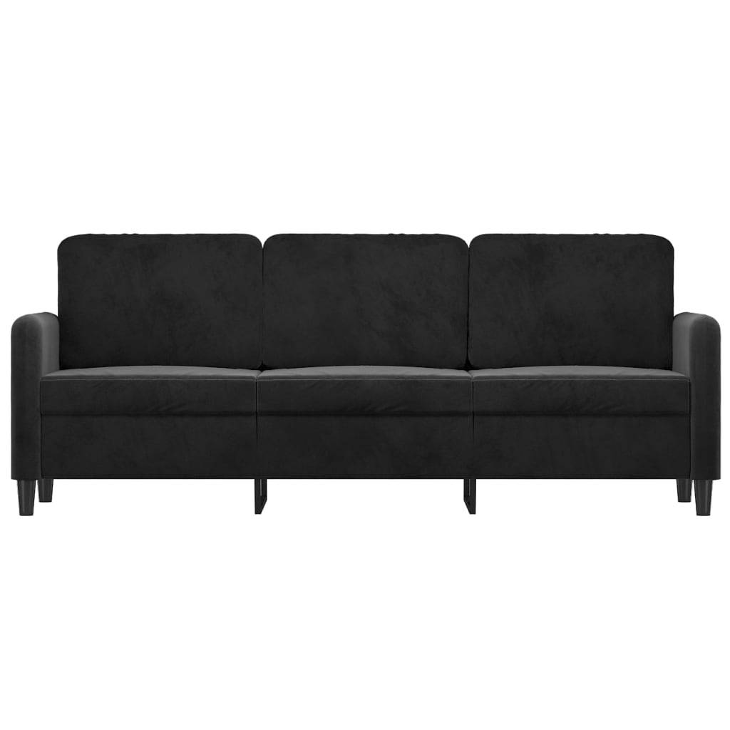 vidaXL 3-Sitzer-Sofa Schwarz 180 cm Samt