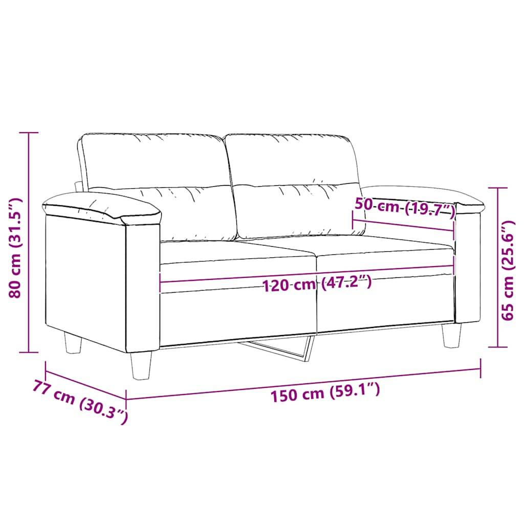 vidaXL 2-Sitzer-Sofa Hellgrau 120 cm Mikrofasergewebe