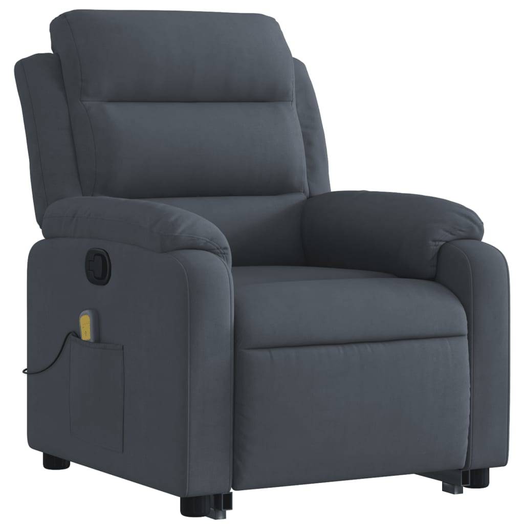 vidaXL Massagesessel mit Aufstehhilfe Dunkelgrau Samt