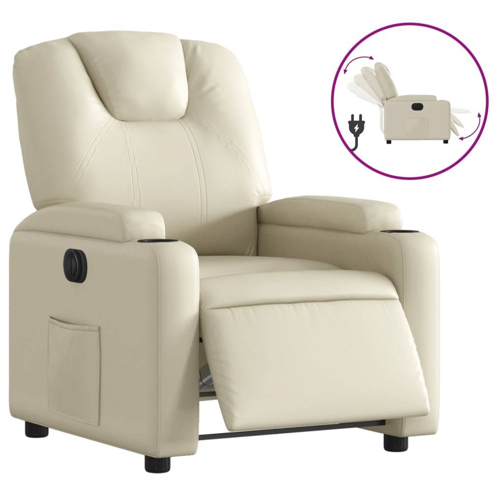 vidaXL Relaxsessel Elektrisch Creme Kunstleder