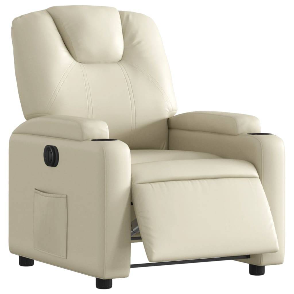 vidaXL Relaxsessel Elektrisch Creme Kunstleder