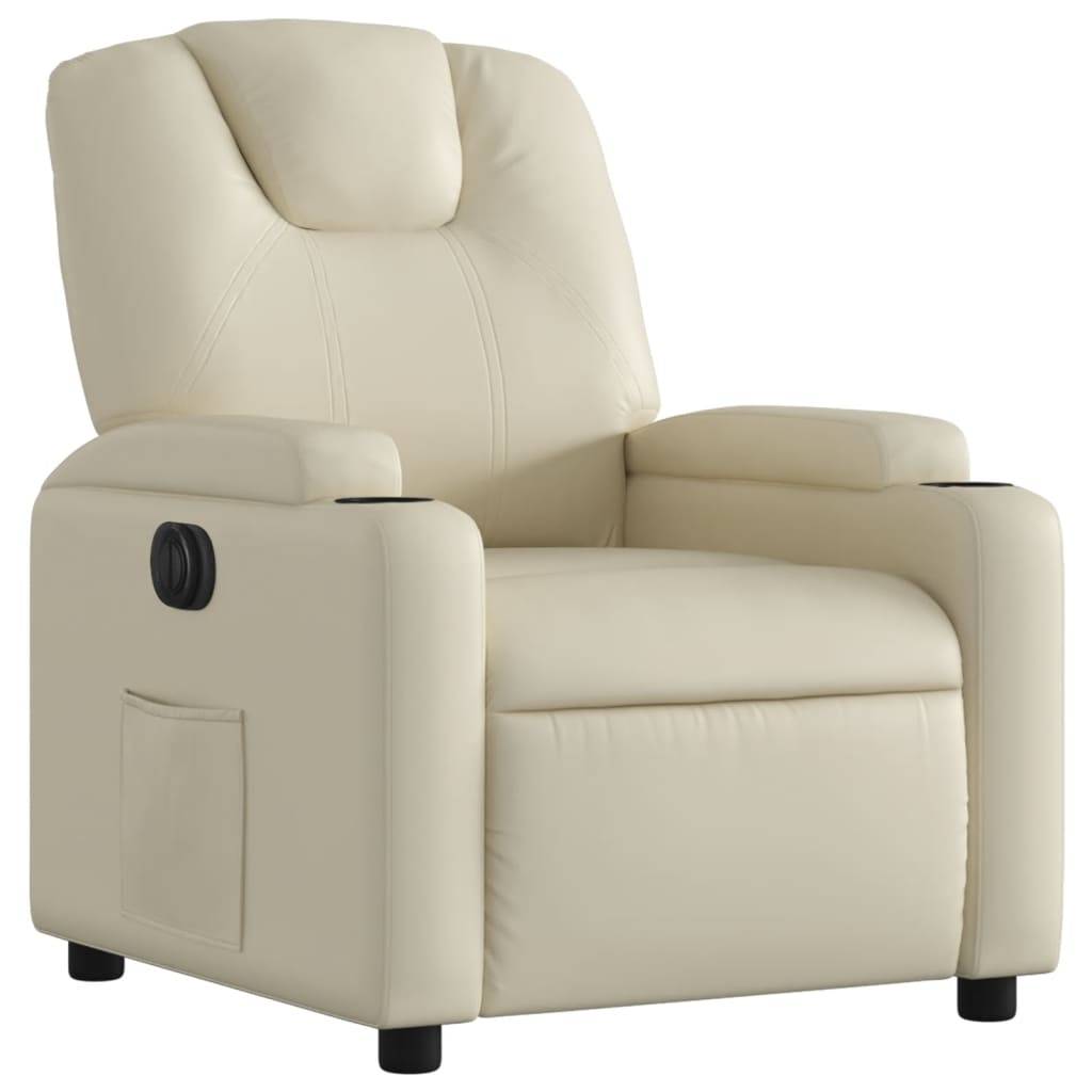 vidaXL Relaxsessel Elektrisch Creme Kunstleder