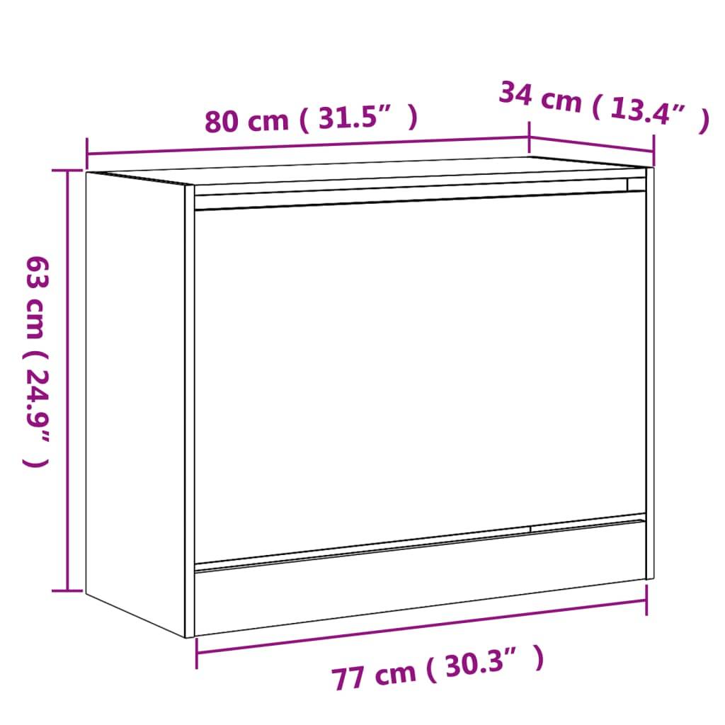 vidaXL Schuhschrank Betongrau 80x34x63 cm Holzwerkstoff