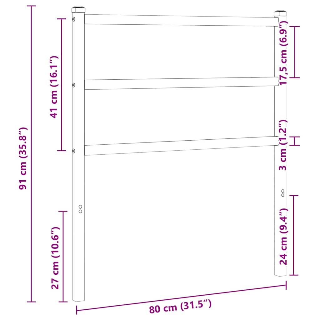 vidaXL Kopfteil Metall Weiß 75 cm