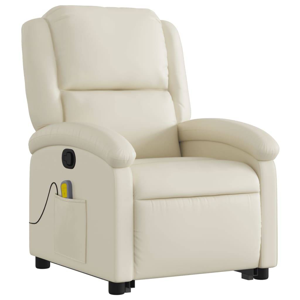 vidaXL Massagesessel mit Aufstehhilfe Creme Kunstleder