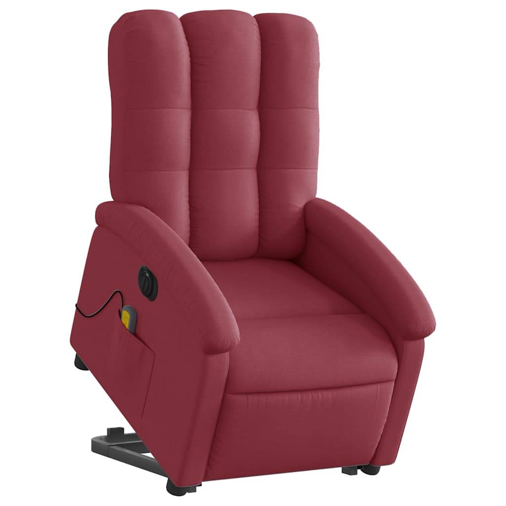 vidaXL Elektrischer Massagesessel mit Aufstehhilfe Weinrot Stoff