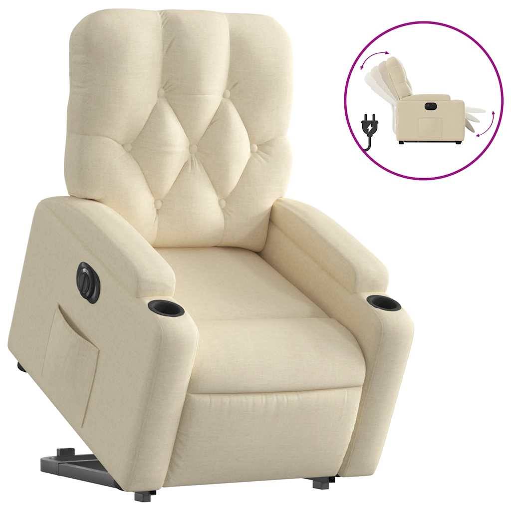 vidaXL Relaxsessel mit Aufstehhilfe Elektrisch Creme Stoff
