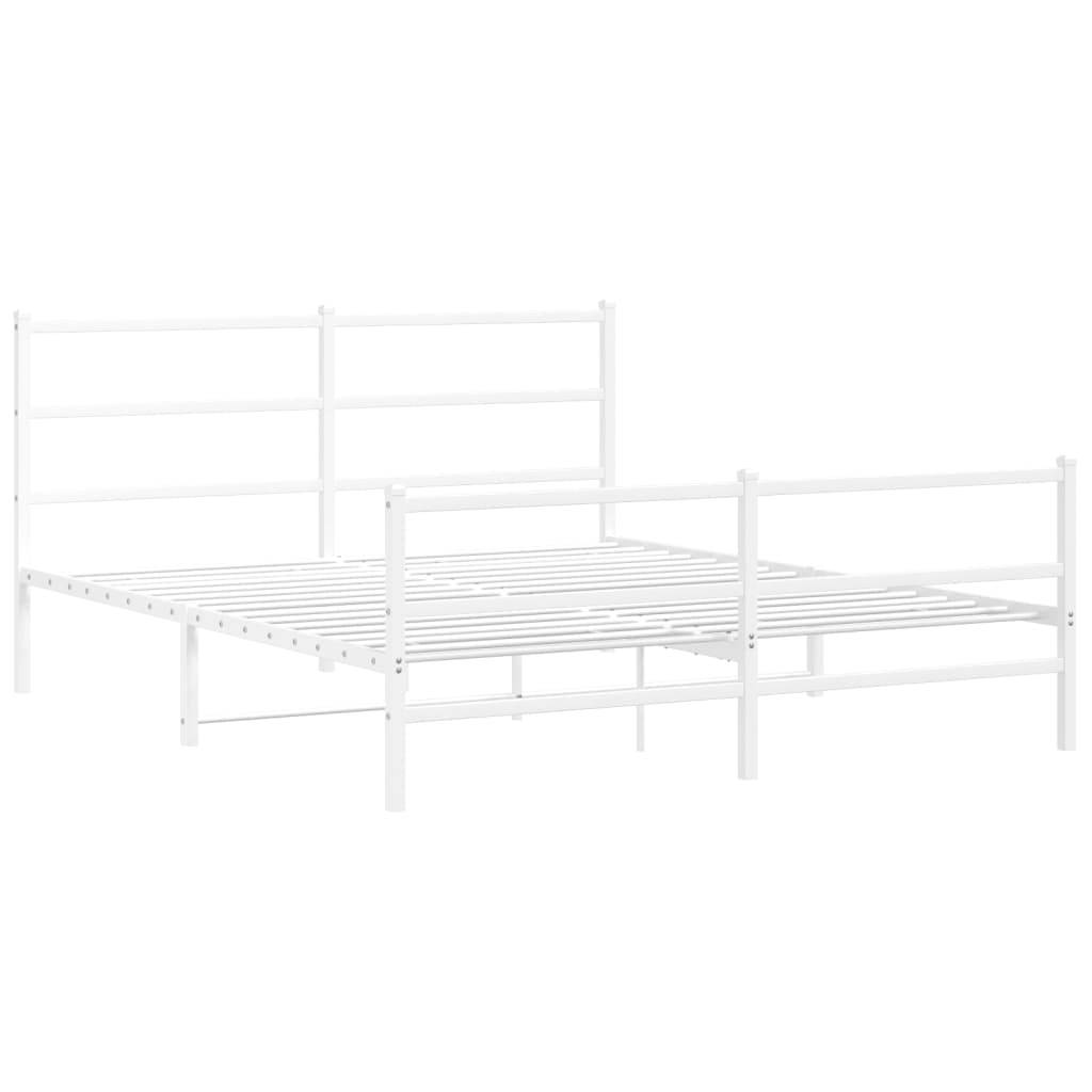 vidaXL Bettgestell mit Kopf- und Fußteil Metall Weiß 150x200 cm