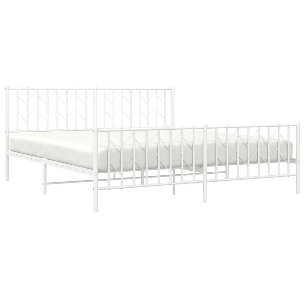 vidaXL Bettgestell mit Kopf- und Fußteil Metall Weiß 183x213 cm