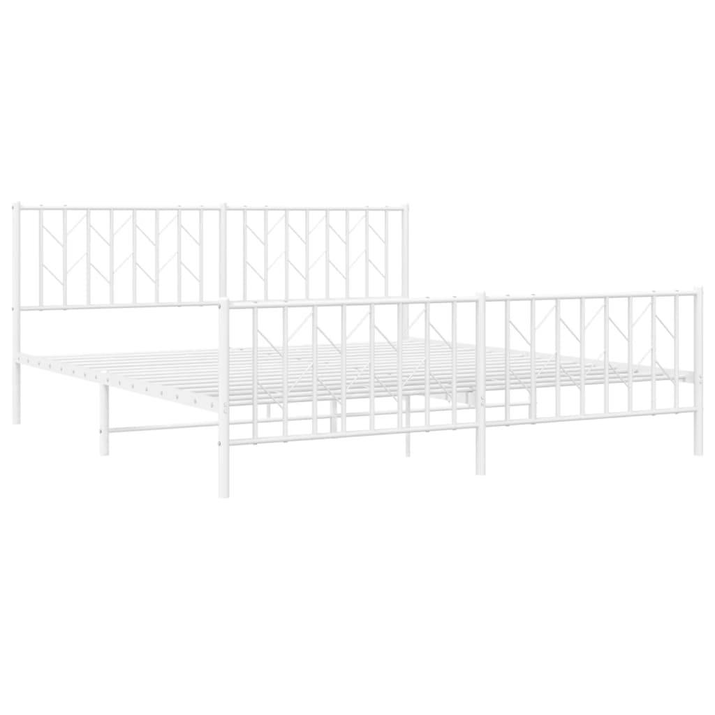 vidaXL Bettgestell mit Kopf- und Fußteil Metall Weiß 183x213 cm