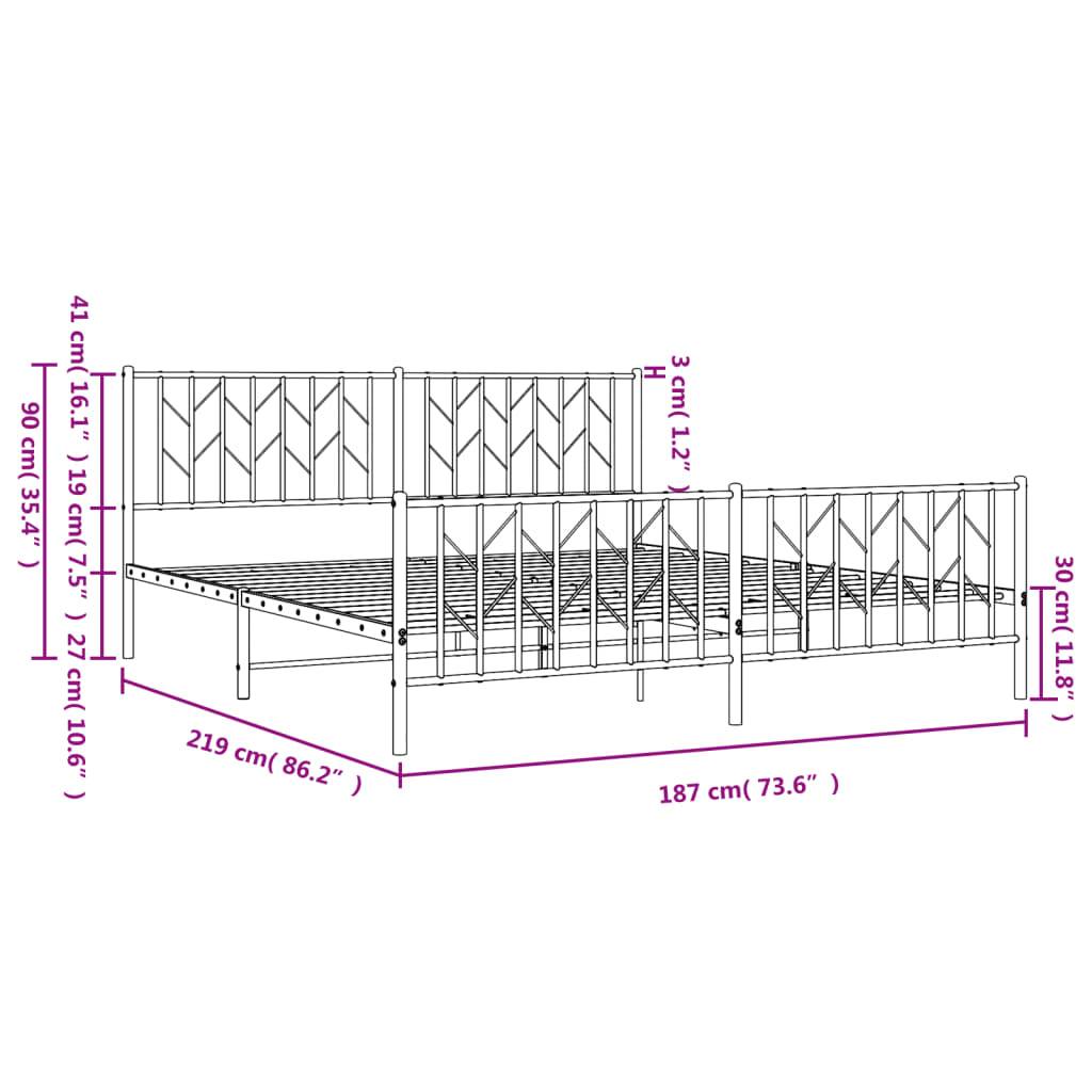 vidaXL Bettgestell mit Kopf- und Fußteil Metall Weiß 183x213 cm