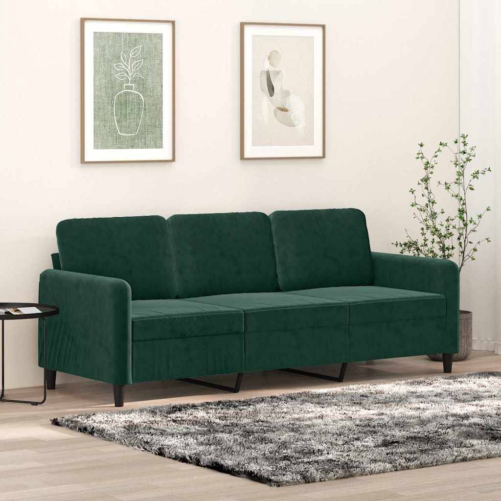 vidaXL 3-Sitzer-Sofa Dunkelgrün 180 cm Samt