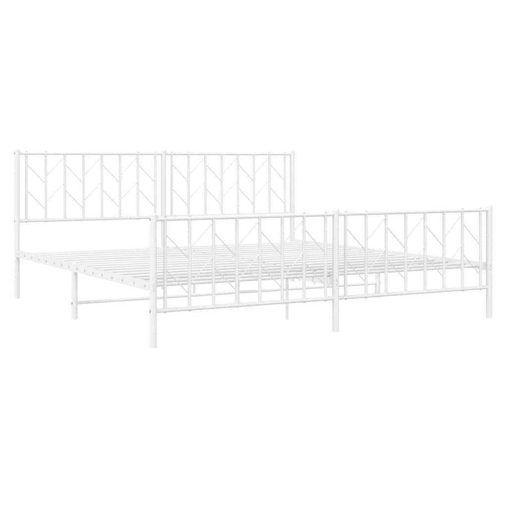 vidaXL Bettgestell mit Kopf- und Fußteil Metall Weiß 193x203 cm