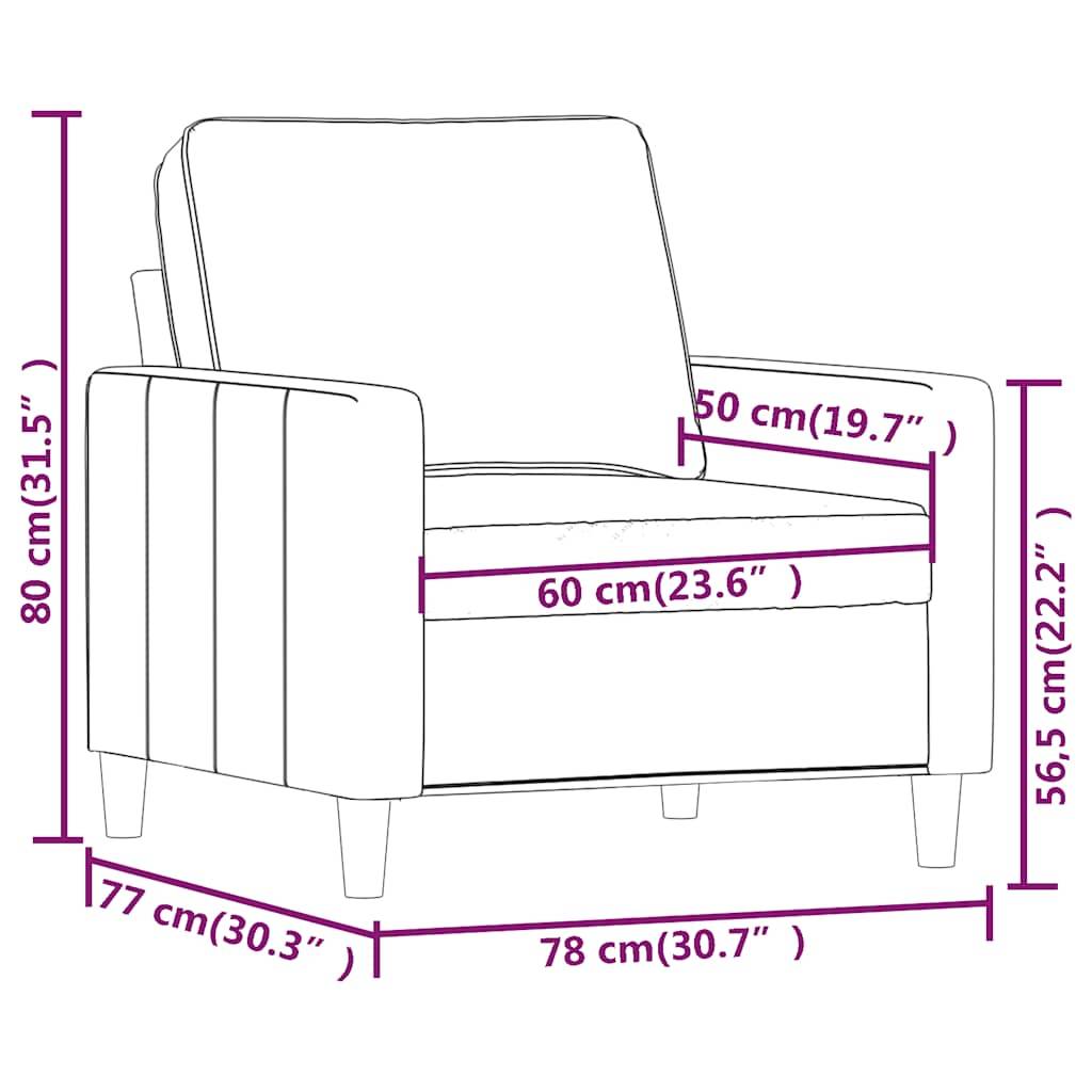 vidaXL Sessel Creme 60 cm Samt