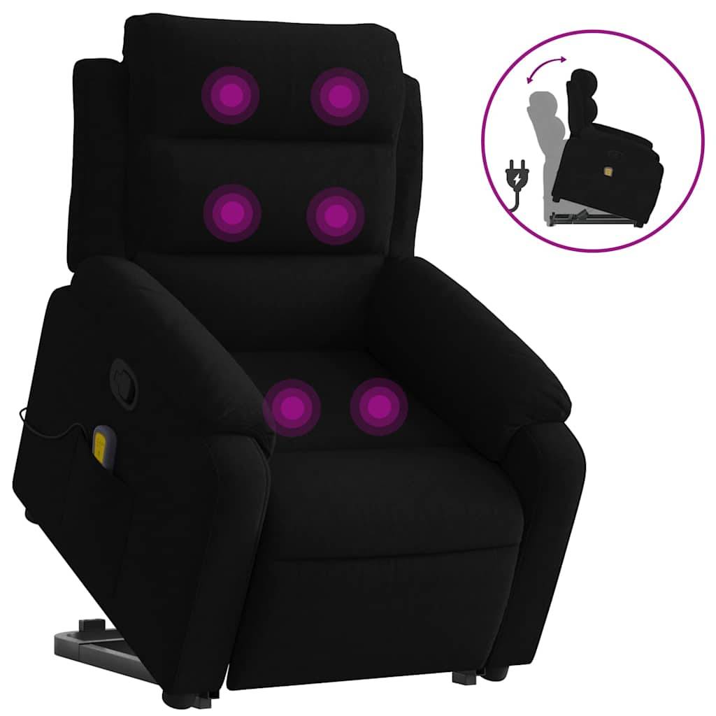 vidaXL Massagesessel mit Aufstehhilfe Schwarz Samt