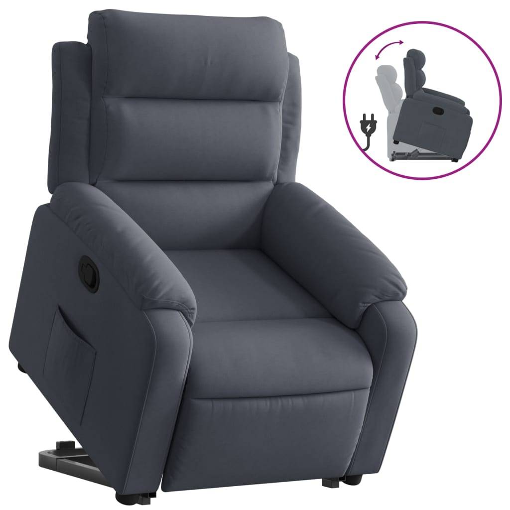 vidaXL Relaxsessel mit Aufstehhilfe Dunkelgrau Samt