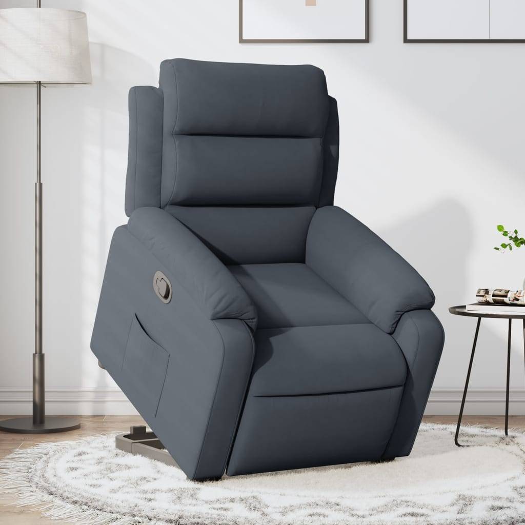 vidaXL Relaxsessel mit Aufstehhilfe Dunkelgrau Samt
